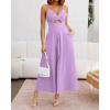 imageBTFBM Women 2025 Summer Spaghetti Strap Midi Dress Sleeveless V Neck Cutout Slit Casual Beach Party Maxi Dresses PocketsLight Purple