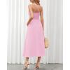 imageBTFBM Women 2025 Summer Spaghetti Strap Midi Dress Sleeveless V Neck Cutout Slit Casual Beach Party Maxi Dresses PocketsPink