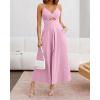 imageBTFBM Women 2025 Summer Spaghetti Strap Midi Dress Sleeveless V Neck Cutout Slit Casual Beach Party Maxi Dresses PocketsPink