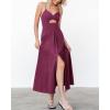 imageBTFBM Women 2025 Summer Spaghetti Strap Midi Dress Sleeveless V Neck Cutout Slit Casual Beach Party Maxi Dresses PocketsPurple