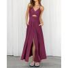 imageBTFBM Women 2025 Summer Spaghetti Strap Midi Dress Sleeveless V Neck Cutout Slit Casual Beach Party Maxi Dresses PocketsPurple