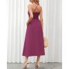 imageBTFBM Women 2025 Summer Spaghetti Strap Midi Dress Sleeveless V Neck Cutout Slit Casual Beach Party Maxi Dresses PocketsPurple
