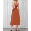 imageBTFBM Women 2025 Summer Spaghetti Strap Midi Dress Sleeveless V Neck Cutout Slit Casual Beach Party Maxi Dresses PocketsRust Red