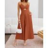 imageBTFBM Women 2025 Summer Spaghetti Strap Midi Dress Sleeveless V Neck Cutout Slit Casual Beach Party Maxi Dresses PocketsRust Red