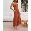 imageBTFBM Women 2025 Summer Spaghetti Strap Midi Dress Sleeveless V Neck Cutout Slit Casual Beach Party Maxi Dresses PocketsRust Red