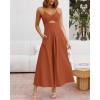 imageBTFBM Women 2025 Summer Spaghetti Strap Midi Dress Sleeveless V Neck Cutout Slit Casual Beach Party Maxi Dresses PocketsRust Red