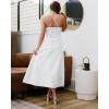 imageBTFBM Women 2025 Summer Spaghetti Strap Midi Dress Sleeveless V Neck Cutout Slit Casual Beach Party Maxi Dresses PocketsWhite