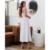 imageBTFBM Women 2025 Summer Spaghetti Strap Midi Dress Sleeveless V Neck Cutout Slit Casual Beach Party Maxi Dresses PocketsWhite