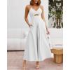 imageBTFBM Women 2025 Summer Spaghetti Strap Midi Dress Sleeveless V Neck Cutout Slit Casual Beach Party Maxi Dresses PocketsWhite