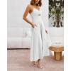 imageBTFBM Women 2025 Summer Spaghetti Strap Midi Dress Sleeveless V Neck Cutout Slit Casual Beach Party Maxi Dresses PocketsWhite