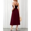 imageBTFBM Women 2025 Summer Spaghetti Strap Midi Dress Sleeveless V Neck Cutout Slit Casual Beach Party Maxi Dresses PocketsWine Red