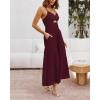 imageBTFBM Women 2025 Summer Spaghetti Strap Midi Dress Sleeveless V Neck Cutout Slit Casual Beach Party Maxi Dresses PocketsWine Red