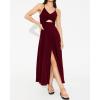 imageBTFBM Women 2025 Summer Spaghetti Strap Midi Dress Sleeveless V Neck Cutout Slit Casual Beach Party Maxi Dresses PocketsWine Red