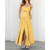 imageBTFBM Women 2025 Summer Spaghetti Strap Midi Dress Sleeveless V Neck Cutout Slit Casual Beach Party Maxi Dresses PocketsYellow