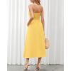 imageBTFBM Women 2025 Summer Spaghetti Strap Midi Dress Sleeveless V Neck Cutout Slit Casual Beach Party Maxi Dresses PocketsYellow
