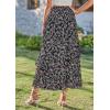 imageBTFBM Women 2025 Summer Spring Boho Long Skirts Dress Floral Print Elastic Waist Split Ruffle High Low Beach Maxi SkirtPrint Floral Black