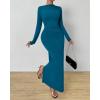 imageBTFBM Women Bodycon Maxi Dress Long Sleeve Back Slit Ruched Elegant Party Cocktail Formal Fall Wedding Guest DressesLake Blue