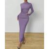 imageBTFBM Women Bodycon Maxi Dress Long Sleeve Back Slit Ruched Elegant Party Cocktail Formal Fall Wedding Guest DressesPurple
