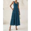 imageBTFBM Women Summer Eyelet Midi Dresses Casual Spring 2025 Sleeveless A Line Flowy Vacation Beach Wedding Guest Sun DressDark Lake Blue