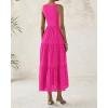 imageBTFBM Women Summer Eyelet Midi Dresses Casual Spring 2025 Sleeveless A Line Flowy Vacation Beach Wedding Guest Sun DressHot Pink