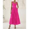 imageBTFBM Women Summer Eyelet Midi Dresses Casual Spring 2025 Sleeveless A Line Flowy Vacation Beach Wedding Guest Sun DressHot Pink
