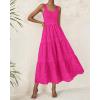 imageBTFBM Women Summer Eyelet Midi Dresses Casual Spring 2025 Sleeveless A Line Flowy Vacation Beach Wedding Guest Sun DressHot Pink