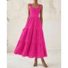 imageBTFBM Women Summer Eyelet Midi Dresses Casual Spring 2025 Sleeveless A Line Flowy Vacation Beach Wedding Guest Sun DressHot Pink