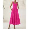 imageBTFBM Women Summer Eyelet Midi Dresses Casual Spring 2025 Sleeveless A Line Flowy Vacation Beach Wedding Guest Sun DressHot Pink
