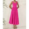 imageBTFBM Women Summer Eyelet Midi Dresses Casual Spring 2025 Sleeveless A Line Flowy Vacation Beach Wedding Guest Sun DressHot Pink