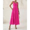 imageBTFBM Women Summer Eyelet Midi Dresses Casual Spring 2025 Sleeveless A Line Flowy Vacation Beach Wedding Guest Sun DressHot Pink