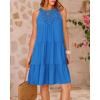 imageBTFBM Women Summer Halter Dresses Casual Spring 2025 Sleeveless ALine Tiered Swing Mini Dress Beach Vacation SundressBlue
