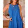 imageBTFBM Women Summer Halter Dresses Casual Spring 2025 Sleeveless ALine Tiered Swing Mini Dress Beach Vacation SundressBlue