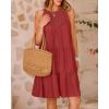 imageBTFBM Women Summer Halter Dresses Casual Spring 2025 Sleeveless ALine Tiered Swing Mini Dress Beach Vacation SundressBrown Red