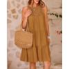 imageBTFBM Women Summer Halter Dresses Casual Spring 2025 Sleeveless ALine Tiered Swing Mini Dress Beach Vacation SundressBrown Yellow