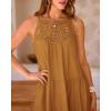 imageBTFBM Women Summer Halter Dresses Casual Spring 2025 Sleeveless ALine Tiered Swing Mini Dress Beach Vacation SundressBrown Yellow
