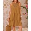 imageBTFBM Women Summer Halter Dresses Casual Spring 2025 Sleeveless ALine Tiered Swing Mini Dress Beach Vacation SundressBrown Yellow