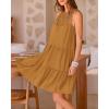 imageBTFBM Women Summer Halter Dresses Casual Spring 2025 Sleeveless ALine Tiered Swing Mini Dress Beach Vacation SundressBrown Yellow