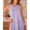 imageBTFBM Women Summer Halter Dresses Casual Spring 2025 Sleeveless ALine Tiered Swing Mini Dress Beach Vacation SundressLight Purple