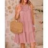 imageBTFBM Women Summer Halter Dresses Casual Spring 2025 Sleeveless ALine Tiered Swing Mini Dress Beach Vacation SundressPink