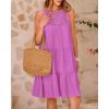 imageBTFBM Women Summer Halter Dresses Casual Spring 2025 Sleeveless ALine Tiered Swing Mini Dress Beach Vacation SundressPurple