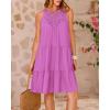 imageBTFBM Women Summer Halter Dresses Casual Spring 2025 Sleeveless ALine Tiered Swing Mini Dress Beach Vacation SundressPurple