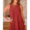 imageBTFBM Women Summer Halter Dresses Casual Spring 2025 Sleeveless ALine Tiered Swing Mini Dress Beach Vacation SundressRust Red