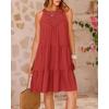 imageBTFBM Women Summer Halter Dresses Casual Spring 2025 Sleeveless ALine Tiered Swing Mini Dress Beach Vacation SundressRust Red