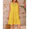imageBTFBM Women Summer Halter Dresses Casual Spring 2025 Sleeveless ALine Tiered Swing Mini Dress Beach Vacation SundressYellow
