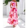 imageBTFBM Women Summer One Shoulder Floral Wedding Guest Dresses Sleeveless Smocked Ruffle Flowy Beach Vacation Maxi DressBig Floral Red White