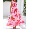 imageBTFBM Women Summer One Shoulder Floral Wedding Guest Dresses Sleeveless Smocked Ruffle Flowy Beach Vacation Maxi DressBig Floral Red White