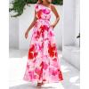 imageBTFBM Women Summer One Shoulder Floral Wedding Guest Dresses Sleeveless Smocked Ruffle Flowy Beach Vacation Maxi DressBig Floral Red White