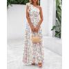 imageBTFBM Women Summer One Shoulder Floral Wedding Guest Dresses Sleeveless Smocked Ruffle Flowy Beach Vacation Maxi DressFloral Apricot