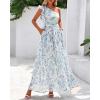 imageBTFBM Women Summer One Shoulder Floral Wedding Guest Dresses Sleeveless Smocked Ruffle Flowy Beach Vacation Maxi DressFloral Light Blue