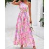 imageBTFBM Women Summer One Shoulder Floral Wedding Guest Dresses Sleeveless Smocked Ruffle Flowy Beach Vacation Maxi DressFloral Pink